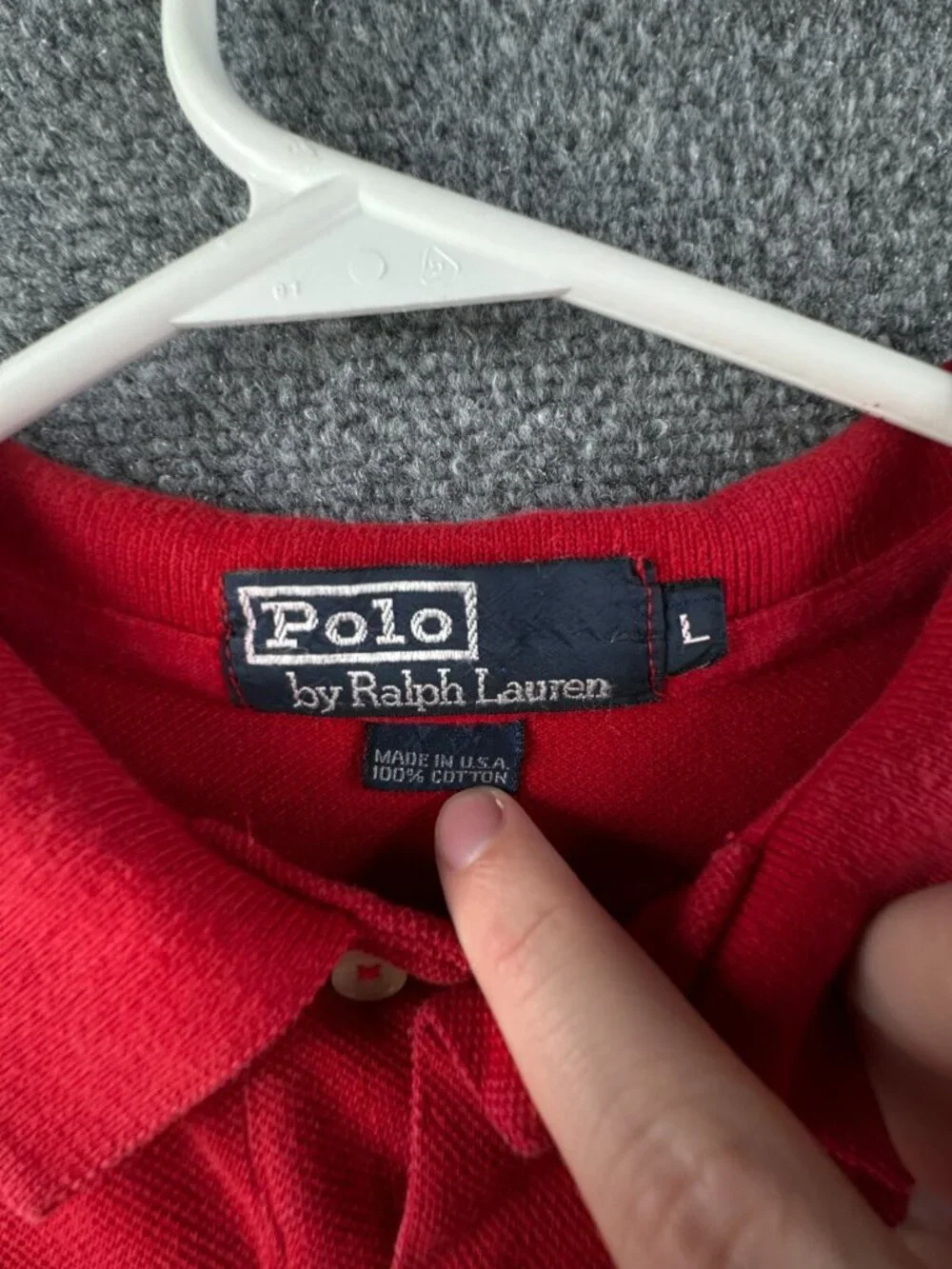 VTG Polo Ralph Lauren EXTRA LONG Large Red Short Sleeve Polo Shirt USA Cotton